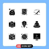 Pack of 9 creative Solid Glyphs of idea online ride medical health Editable Vector Design Elements