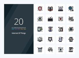 20 Internet Of Things line Filled icon for presentation vector