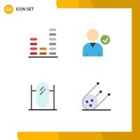 Group of 4 Modern Flat Icons Set for audio interior sound use science Editable Vector Design Elements