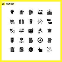Pictogram Set of 25 Simple Solid Glyphs of container box game frame single Editable Vector Design Elements