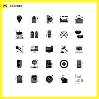 Pictogram Set of 25 Simple Solid Glyphs of container box game frame single Editable Vector Design Elements