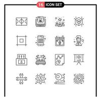 Set of 16 Commercial Outlines pack for app page candidates layout printing Editable Vector Design Elements