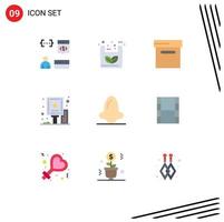 conjunto de 9 iconos de interfaz de usuario modernos símbolos signos para la anatomía de la cara tablero de compras publicidad elementos de diseño vectorial editables vector