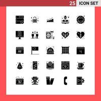 Universal Icon Symbols Group of 25 Modern Solid Glyphs of creative crime flowchart thief hacker Editable Vector Design Elements