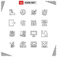 Modern Set of 16 Outlines and symbols such as send arrow engagement food cake Editable Vector Design Elements