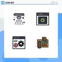 Pictogram Set of 4 Simple Filledline Flat Colors of alarm coding fire upload development Editable Vector Design Elements