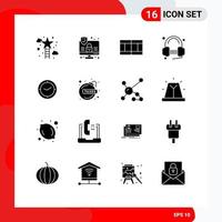 Set of 16 Modern UI Icons Symbols Signs for time song field music headphone Editable Vector Design Elements