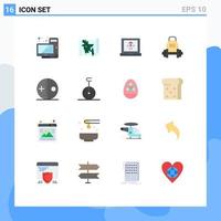 16 Flat Color concept for Websites Mobile and Apps costume kettlebell app equipment barbell Editable Pack of Creative Vector Design Elements