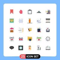 Flat Color Pack of 25 Universal Symbols of mix kitchen task mixer mountain Editable Vector Design Elements