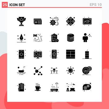 conjunto moderno de 25 glifos y símbolos sólidos, como elementos de diseño vectorial editables del equipo de personas del objeto del equipo de trabajo vector