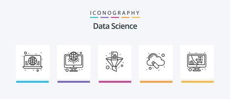 paquete de iconos de línea 5 de ciencia de datos que incluye web. global. red. arquitectura. ciencia. diseño de iconos creativos vector