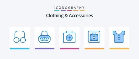 Paquete de 5 íconos azules de ropa y accesorios que incluye . ropa. médico. bebé. equipaje. diseño de iconos creativos vector