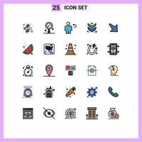 conjunto de 25 iconos de interfaz de usuario modernos signos de símbolos para flecha derecha hacia atrás flecha completa elementos de diseño vectorial editables vector