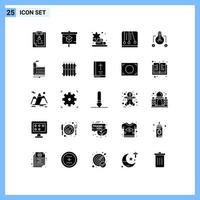 Universal Icon Symbols Group of 25 Modern Solid Glyphs of idea video game school mechanics development Editable Vector Design Elements