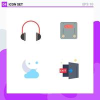 Set of 4 Modern UI Icons Symbols Signs for audio moon music scale ramadan Editable Vector Design Elements