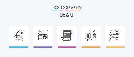 Ux And Ui Line 5 Icon Pack Including reminder. bell. app. alarm. gear. Creative Icons Design vector