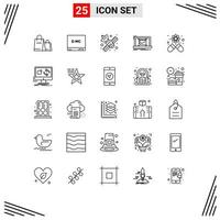 25 Universal Line Signs Symbols of capsule good media checklist system Editable Vector Design Elements