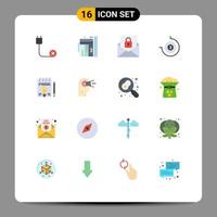 Set of 16 Modern UI Icons Symbols Signs for business stop watch up count down envelope Editable Pack of Creative Vector Design Elements