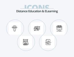 Distance Education And Elearning Line Icon Pack 5 Icon Design. video. screen. connected. player. global vector