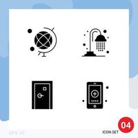 conjunto de 4 paquetes de glifos sólidos comerciales para elementos de diseño vectorial editables de la aplicación de apertura de agua de salida educativa vector