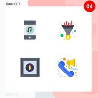 4 User Interface Flat Icon Pack of modern Signs and Symbols of communications box player funnel product Editable Vector Design Elements