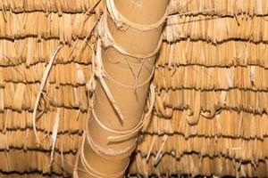 bamboo roof detail close up in indonesia photo