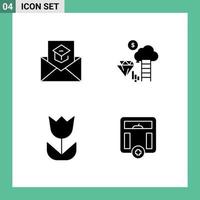 4 Universal Solid Glyphs Set for Web and Mobile Applications communication camera invite cloud macro Editable Vector Design Elements