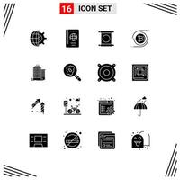 Set of 16 Modern UI Icons Symbols Signs for building currency travel blockchain chinese Editable Vector Design Elements