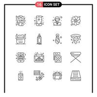 Set of 16 Modern UI Icons Symbols Signs for bubbles animals delivery sunflower gras Editable Vector Design Elements