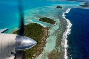 Aitutaki Polynesia Cook Island aerial view from airplane photo