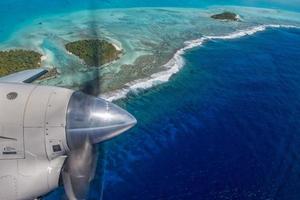 Aitutaki Polynesia Cook Island aerial view from airplane photo