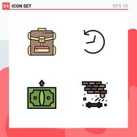 Set of 4 Modern UI Icons Symbols Signs for bag finance hotel refresh brick Editable Vector Design Elements