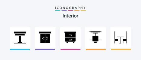 Interior Glyph 5 Icon Pack Including . interior. interior. dining. lamp. Creative Icons Design vector