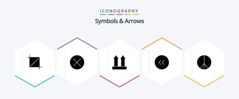 paquete de iconos de 25 glifos de símbolos y flechas que incluye libertad. círculo. signo. espalda. hasta vector