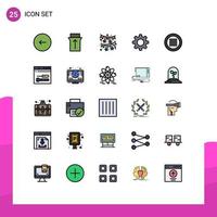 User Interface Pack of 25 Basic Filled line Flat Colors of line grid bow gear cog Editable Vector Design Elements