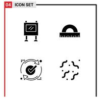 Set of 4 Modern UI Icons Symbols Signs for advertisement report poster education reload Editable Vector Design Elements