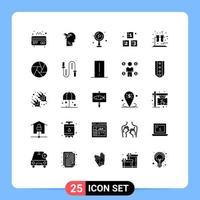 25 Thematic Vector Solid Glyphs and Editable Symbols of tubes chemistry life school blocks Editable Vector Design Elements