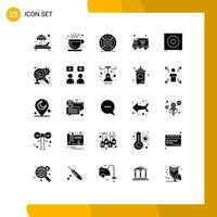 Pack of 25 creative Solid Glyphs of subwoofer electronics printing devices truck Editable Vector Design Elements