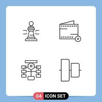 4 Creative Icons Modern Signs and Symbols of chess flowchart king commerce chart Editable Vector Design Elements