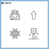 Line Pack of 4 Universal Symbols of mobile learning arrow upload drink Editable Vector Design Elements