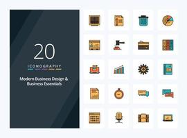 20 Modern Business And Business Essentials line Filled icon for presentation vector