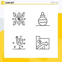 Set of 4 Vector Filledline Flat Colors on Grid for crowdfund beverage crowdselling toy drink Editable Vector Design Elements