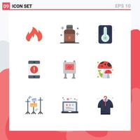 Set of 9 Modern UI Icons Symbols Signs for advertisement error spa devices alert Editable Vector Design Elements