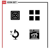 Mobile Interface Solid Glyph Set of Pictograms of electrical microscope power supply layout web Editable Vector Design Elements