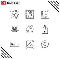 Editable Vector Line Pack of 9 Simple Outlines of documents data building archive toronto Editable Vector Design Elements