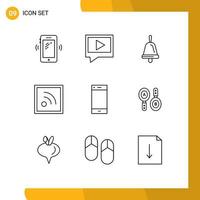 Set of 9 Commercial Outlines pack for ring contact bell call news Editable Vector Design Elements