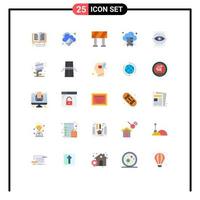 Modern Set of 25 Flat Colors and symbols such as monitoring conception email visualize hosting Editable Vector Design Elements