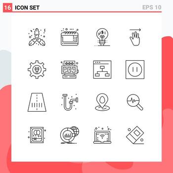 16 Universal Outlines Set for Web and Mobile Applications setting right fintech innovation up hand Editable Vector Design Elements