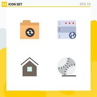 Set of 4 Vector Flat Icons on Grid for files hut database building fathers day Editable Vector Design Elements