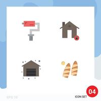 conjunto de pictogramas de 4 iconos planos simples de pintura rodillo tienda herramienta casa venta elementos de diseño vectorial editables vector